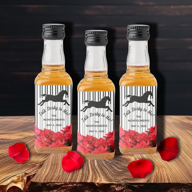 Prata Derby med mig Racehorse och Ro Spritflaskor Etikett (Create beautiful mini liquor bottle labels for your Derby party, serve or give as party favors.)