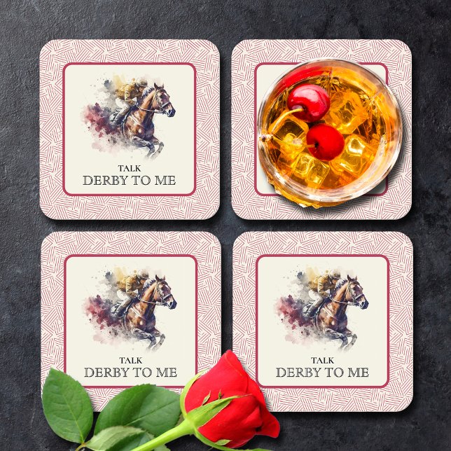Prata Derby med mig Tävling Horse Red Underlägg Papper Kvadrat (Skapare uppladdad)
