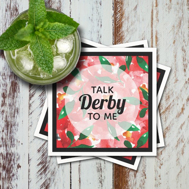 Prata Derby till mig Röd ros Blommigt Pappersservett (Talk Derby to Me on red roses collage floral cocktail napkins)