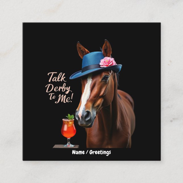 Prata derby till mig, Tävla Horse Quote Fyrkantigt Visitkort (Framsida)