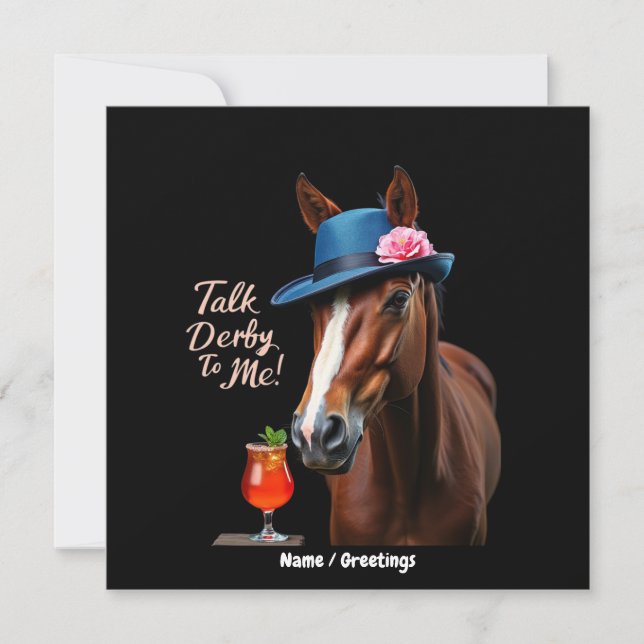 Prata derby till mig, Tävla Horse Quote Inbjudningar (Framsida)