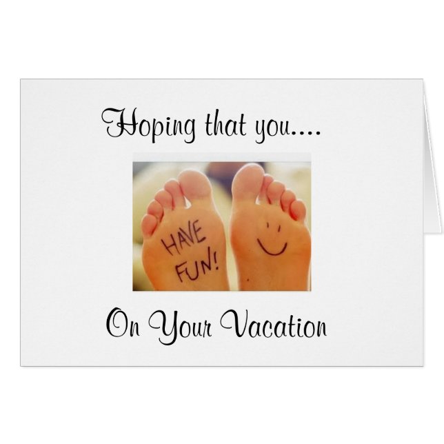 PRATA FEET SÄG "HA ROLIGT" PÅ VACATION! HÄLSNINGSKORT (Framsidan Horizontal)