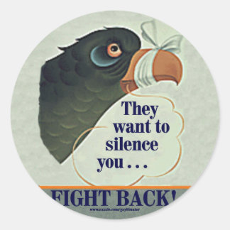 Prata för mycket runt klistermärke