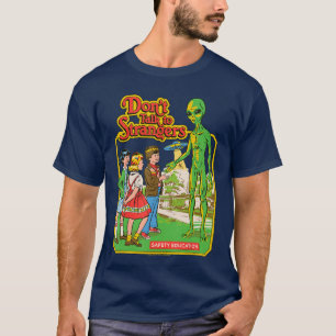 Prata inte med Främlingar Alien UFO Retro Roligt V T Shirt