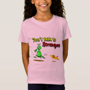 Prata inte med främlingar-Funny UFO-Grönt Alien T Shirt