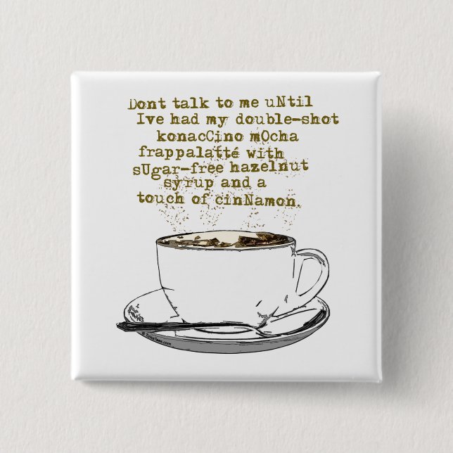 Prata inte med kaffe som behövs knapp (Framsida)