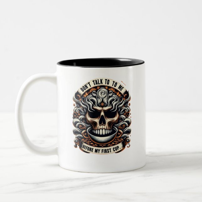 Prata inte med mig före kaffe Skull Mugg - Lustigt (Vänster)