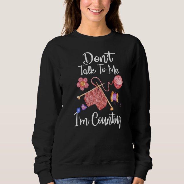 Prata inte med mig om Crochet Knitting T Shirt (Framsida)