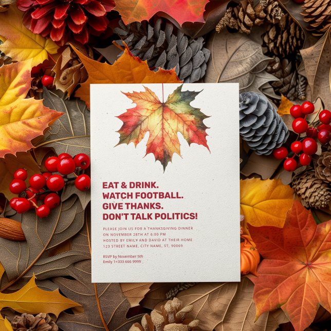 Prata inte Politik textbaser Thanksgiving Inbjudan (Skapare uppladdad)