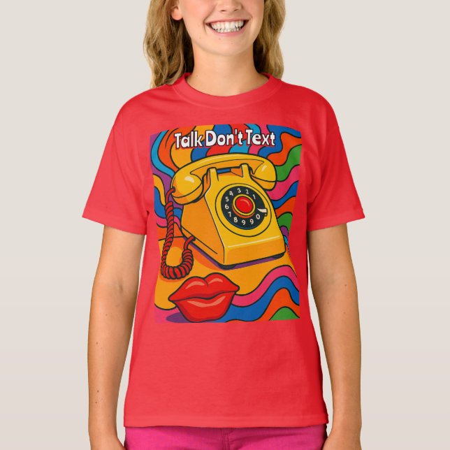 Prata inte Retro Landline Mobil Red T-Shirt (Framsida)