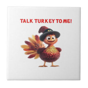Prata Kalkon Med Mig Rolig Thanksgiving Design Kla Kakelplatta
