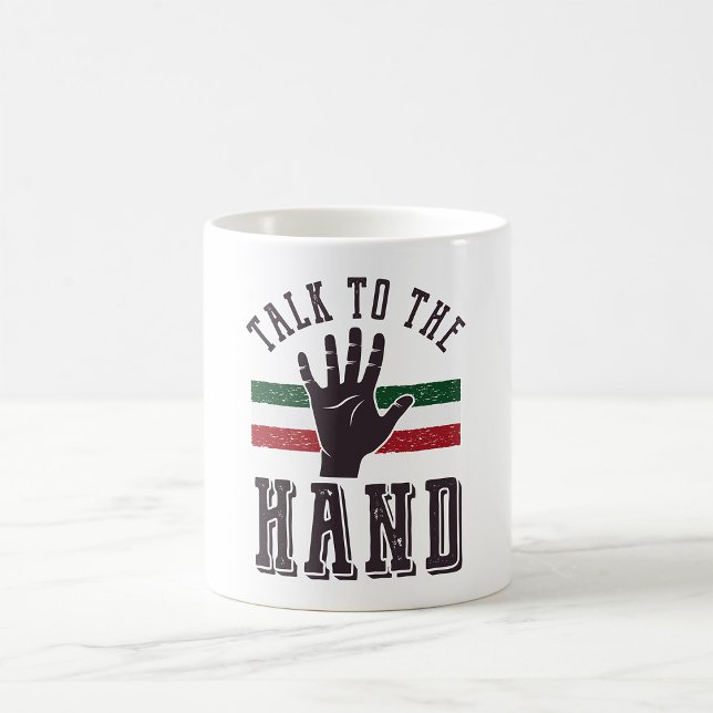 Prata med Hand Distress Hand Humor Kaffemugg (Skapare uppladdad)