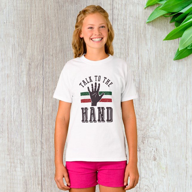 Prata med Hand Distress Hand Humor T Shirt (Skapare uppladdad)