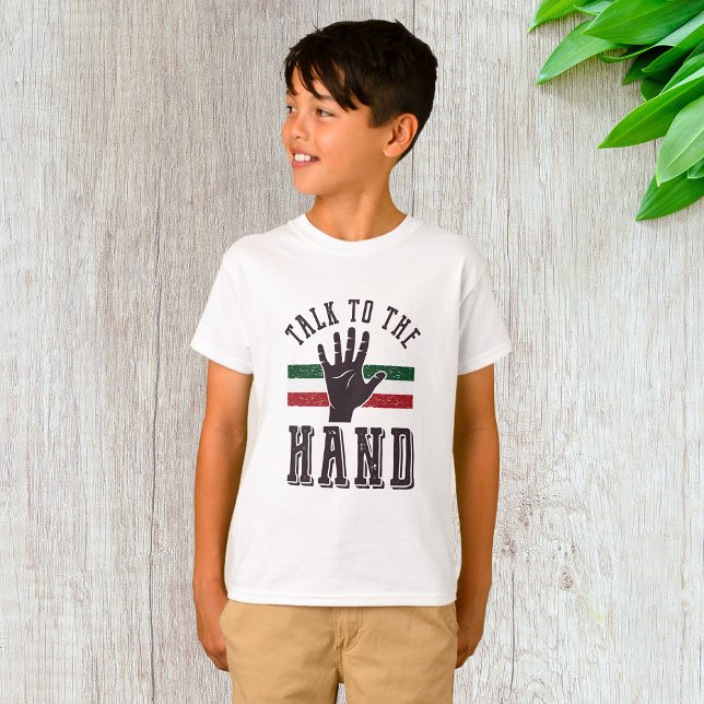 Prata med Hand Distress Hand Humor T Shirt (Skapare uppladdad)