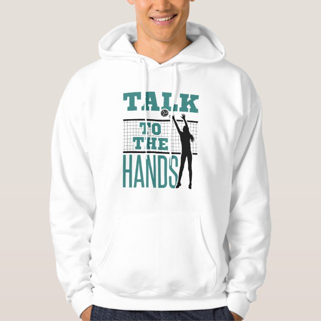 Prata med Händer Funny Volleyball Mitten Blocker Hoodie (Framsida)