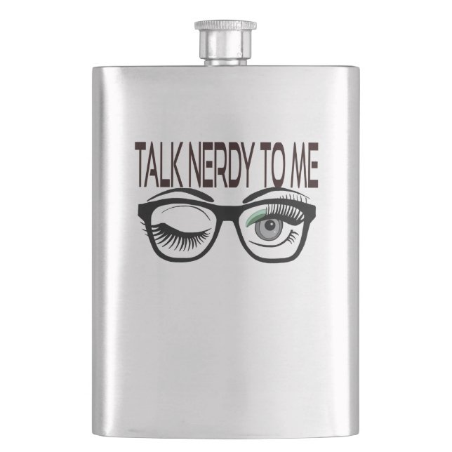 Prata med mig om Geek Glass Winking Öga Grönt Fickplunta (Framsidan)