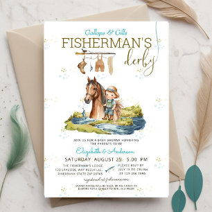 Prata med mig Rustic Fishermans Derby Baby Shower Inbjudningar