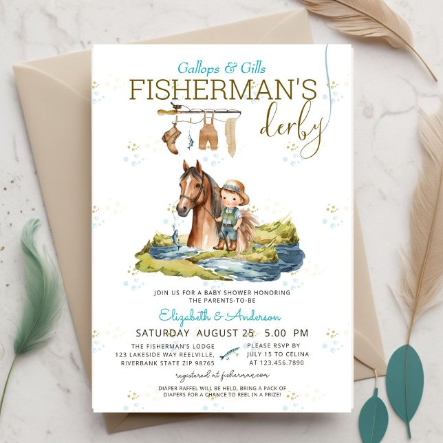 Prata med mig Rustic Fishermans Derby Baby Shower Inbjudningar (Skapare uppladdad)