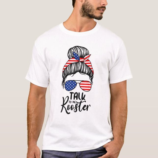 Prata med mig Tupp Messy Hair Bun T Shirt (Framsida)