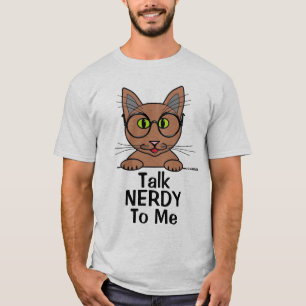 Prata med NERDY till mig Eyeglasses Cat Funny Pun T Shirt