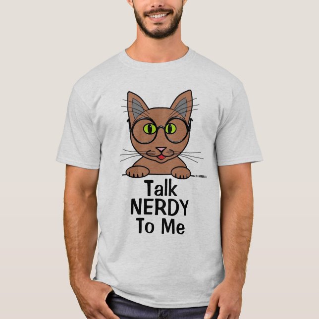 Prata med NERDY till mig Eyeglasses Cat Funny Pun  T Shirt (Framsida)