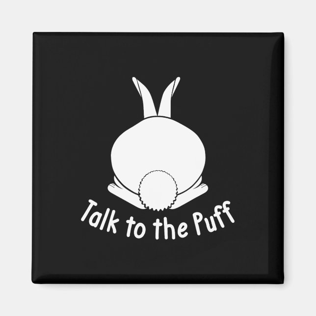 Prata Med Puff Kanin Söt Bunny Glad Påsk Wo Magnet (Framsidan)