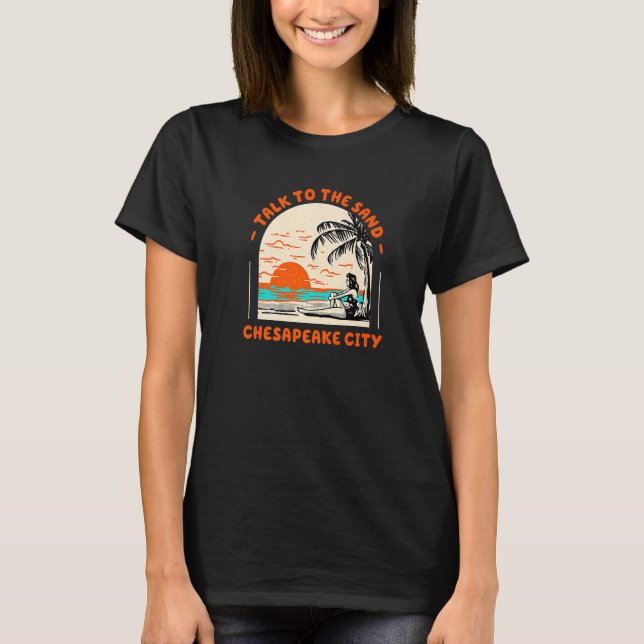 Prata med Sand Chesapeake City Beach Virginia Oc T Shirt (Framsida)