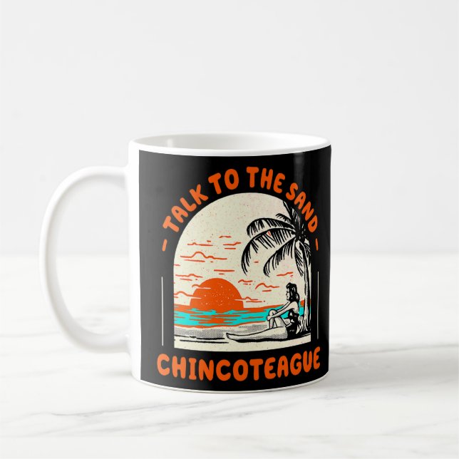 Prata med Sand Chincoteague Beach Virginia Ocean Kaffemugg (Vänster)