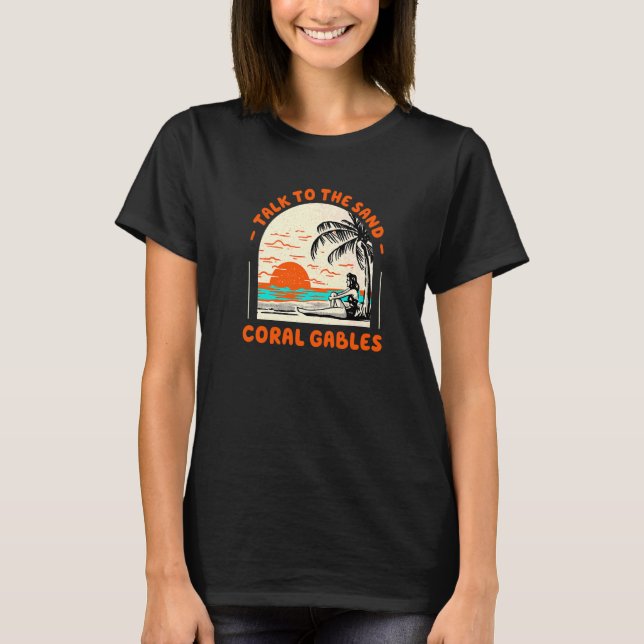 Prata med Sand Coral Gables Beach Florida Ocean T Shirt (Framsida)