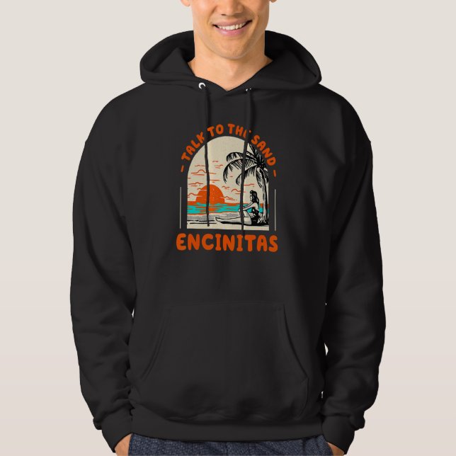 Prata med Sand Encinitas Beach California Ocean Hoodie (Framsida)