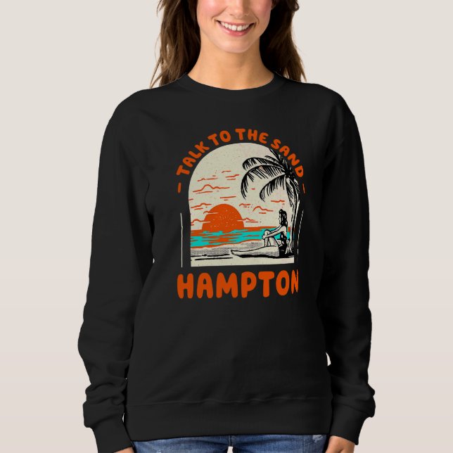 Prata med Sand Hampton Beach Virginia Ocean Summ T Shirt (Framsida)