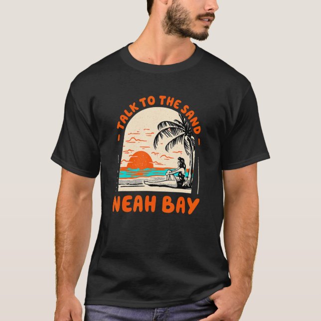 Prata med Sand Neah Bay Beach Washington Ocean S T Shirt (Framsida)