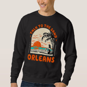 Prata med Sand Orleans Beach Frankrike Ocean Summe Lång Ärmad Tröja