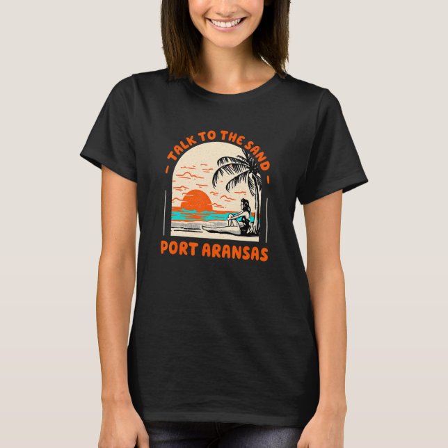 Prata med Sand Port Aransas Beach Texas Ocean Su T Shirt (Framsida)