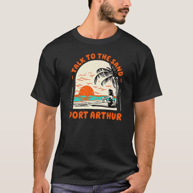 Prata med Sand Port Arthur Beach Texas Ocean Sum T Shirt (Framsida)