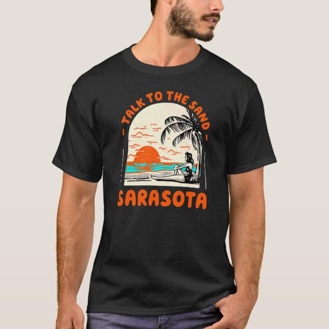 Prata med Sand Sarasota Beach Florida Ocean Summ T Shirt (Framsida)