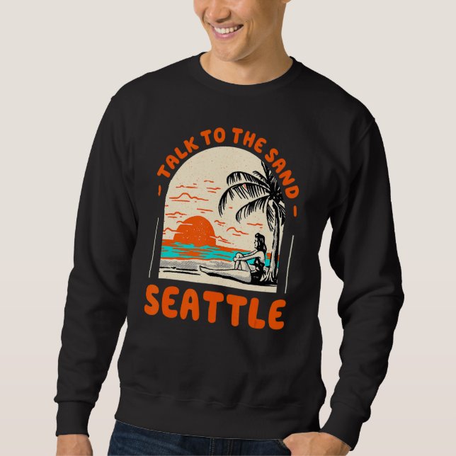 Prata med Sand Seattle Beach Washington Ocean Su Lång Ärmad Tröja (Framsida)