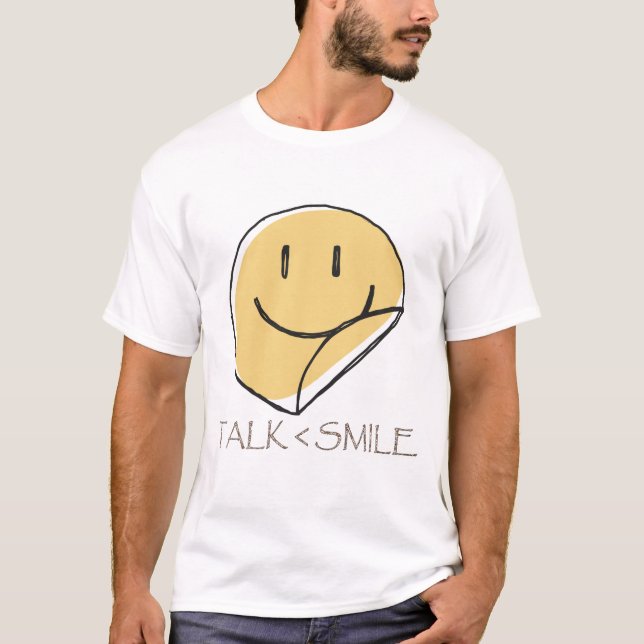 Prata mindre Smile T Shirt (Framsida)