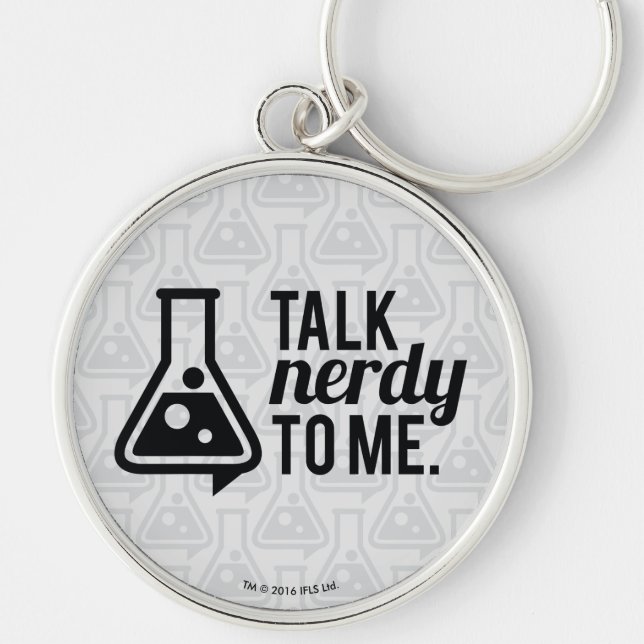 Prata Nerdy Rund Silverfärgad Nyckelring (Framsidan)