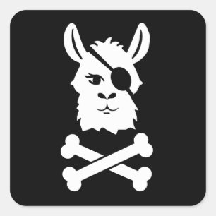 Prata som en pirat Pirat Llama Alpaca Fyrkantigt Klistermärke