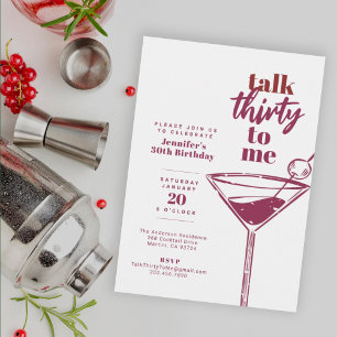 Prata trettio till mig 30:e Cocktail Birthday Whit Inbjudningar