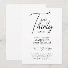 Prata trettio till mig 30:e svartvitt födelsedag inbjudningar