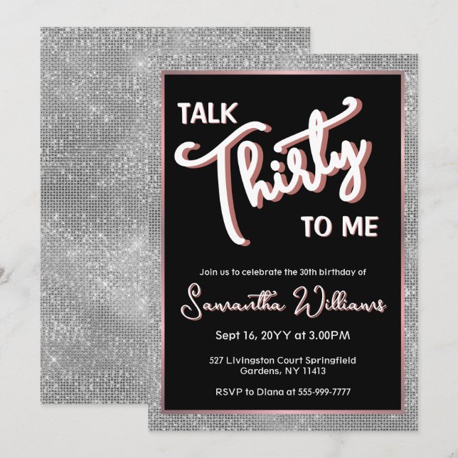 Prata trettio till mig 30års födelsedag Anpassning Inbjudningar (Fram/baksida)