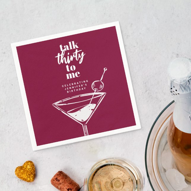 Prata trettio till mig 30års födelsedag Cocktail P Pappersservett (Skapare uppladdad)