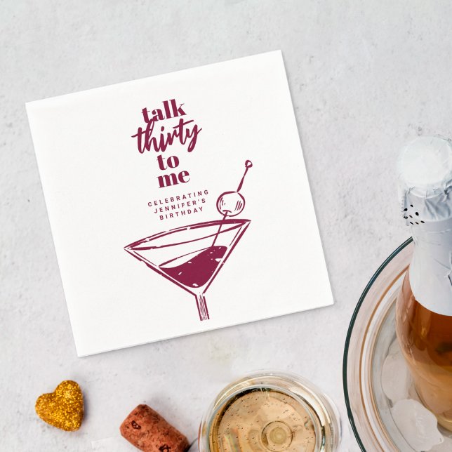 Prata trettio till mig 30års födelsedag Cocktail P Pappersservett (Skapare uppladdad)