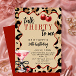 Prata Trettio Till Mig Leopard & Körsbär 30-årsdag Inbjudningar<br><div class="desc">Födelsedagsinbjudan "Talk Thirty To Me",  Cherry Martini 30-års inbjudan,  Retro Glam Leopardtryck Partyinbjudan,  Cheetah Print Dirty Thirty Cocktailparty Inbjudan | Coquette Svart Bow Digital Nedladdningsbar Mall</div>