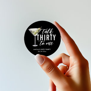 Prata Trettio Till Mig Smutsig Martini 30-årsdag Runt Klistermärke