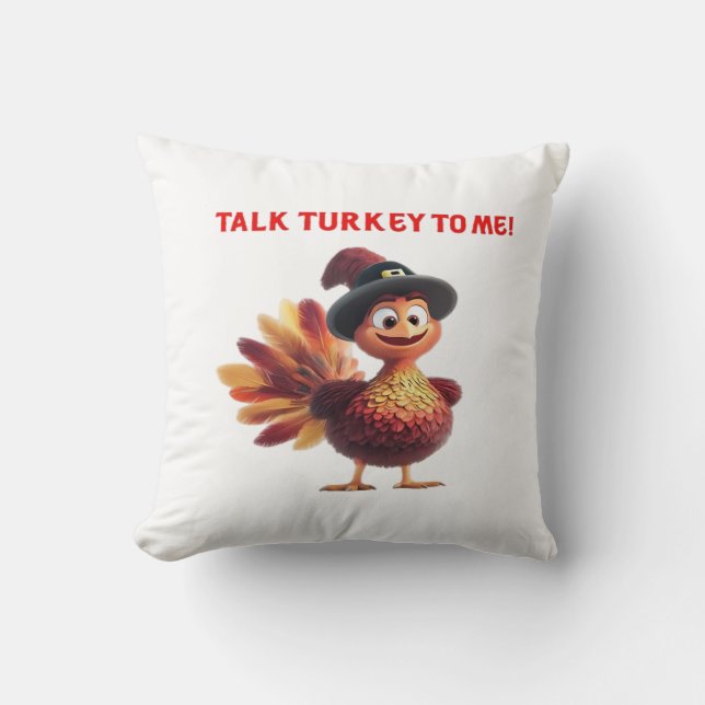 Prata Turkiet Med Mig Rolig Thanksgiving Design Kl Kudde (Framsida)