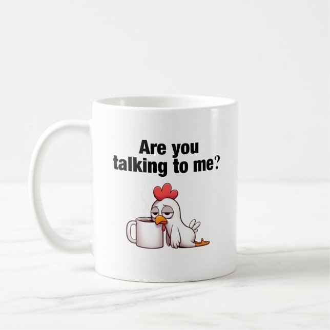 Pratar du med mig? Funny Chicken Kaffemugg (Vänster)