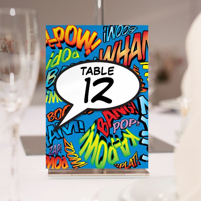 Pratbubbla Rolig Serietabell Nummer Bordsnummer (Speech Bubble Fun Comic Book Table Number)